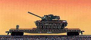 Flatcar w/M-47 Tank -- US Army