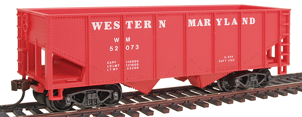 36' 2-Bay Open Top Hopper -- Western Maryland (red)