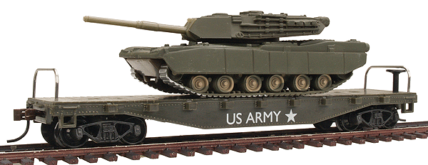 40' Flatcar w/Abrams Tank -- Military