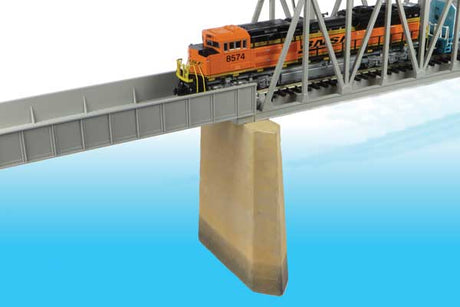Single Track Bridge Pier with Cut Water Edge -- Unpainted Cast Gypsum/Plaster 2 x 9/16 x 3-3/4" 5.1 x 1.4 x 9.5cm