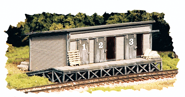 Laser-Cut Wood Kit Trackside Freight House w/Dock -- 2-15/16 x 1-13/16 x 1-13/16"  7.5 x 4.4 x 4.4cm