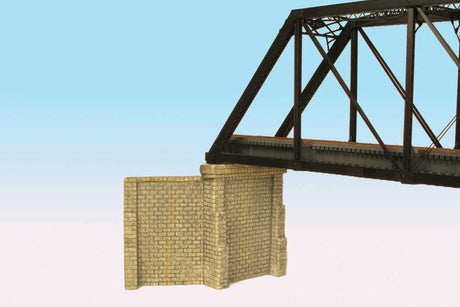 2 Cut-Stone Bridge Abutments with 4 Wing Walls -- Fits Central Valley Single-Track Truss Bridge (Sold Separately)-1