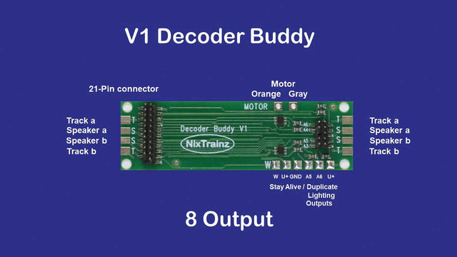 Decoder Buddy V1 - Locomotive Motherboard with 21-Pin Decoder Socket -- With 1.0K-Ohm Resistor