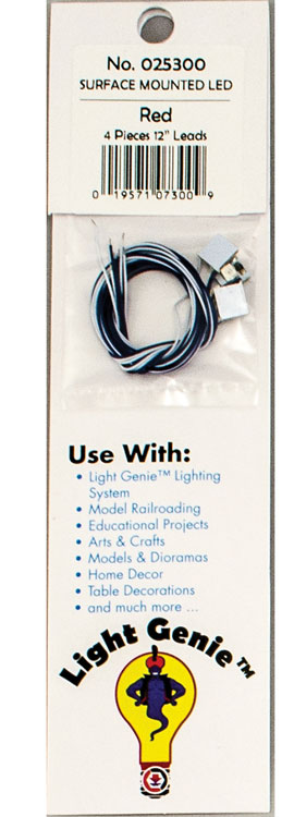 LED w/10"  25.4cm Wire Leads 4-Pack - Light Genie(TM) -- Red