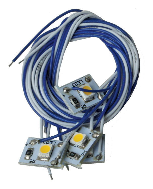 LED w/10"  25.4cm Wire Leads 4-Pack - Light Genie(TM) -- Pearl White