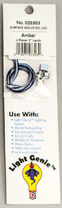 LED w/10"  25.4cm Wire Leads 4-Pack - Light Genie(TM) -- Yellow/Amber