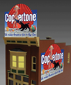Coppertone  Animated Neon Billboard -- 2-1/2 x 2-3/8"  6.4 x 6cm