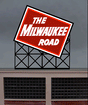 Milwaukee Road Animated Neon Billboard -- 2-7/64 x 2-1/4"  5.4 x 5.7cm