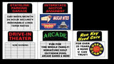 Drive-In Double-Sided Freestanding Animated Neon Sign -- With Changeable Lettering - Small for HO and N Scales 2-1/8 x 2"  5.4 x 5.1-4