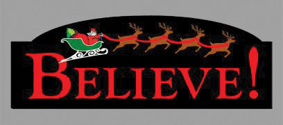 Christmas Believe Double-Sided Rotating Sign -- Sign: 3-3/16 x 1-3/16"  8.1 x 3.1cm, 2"  5.1cm Tall Mast w/3-3/16"  3.1c