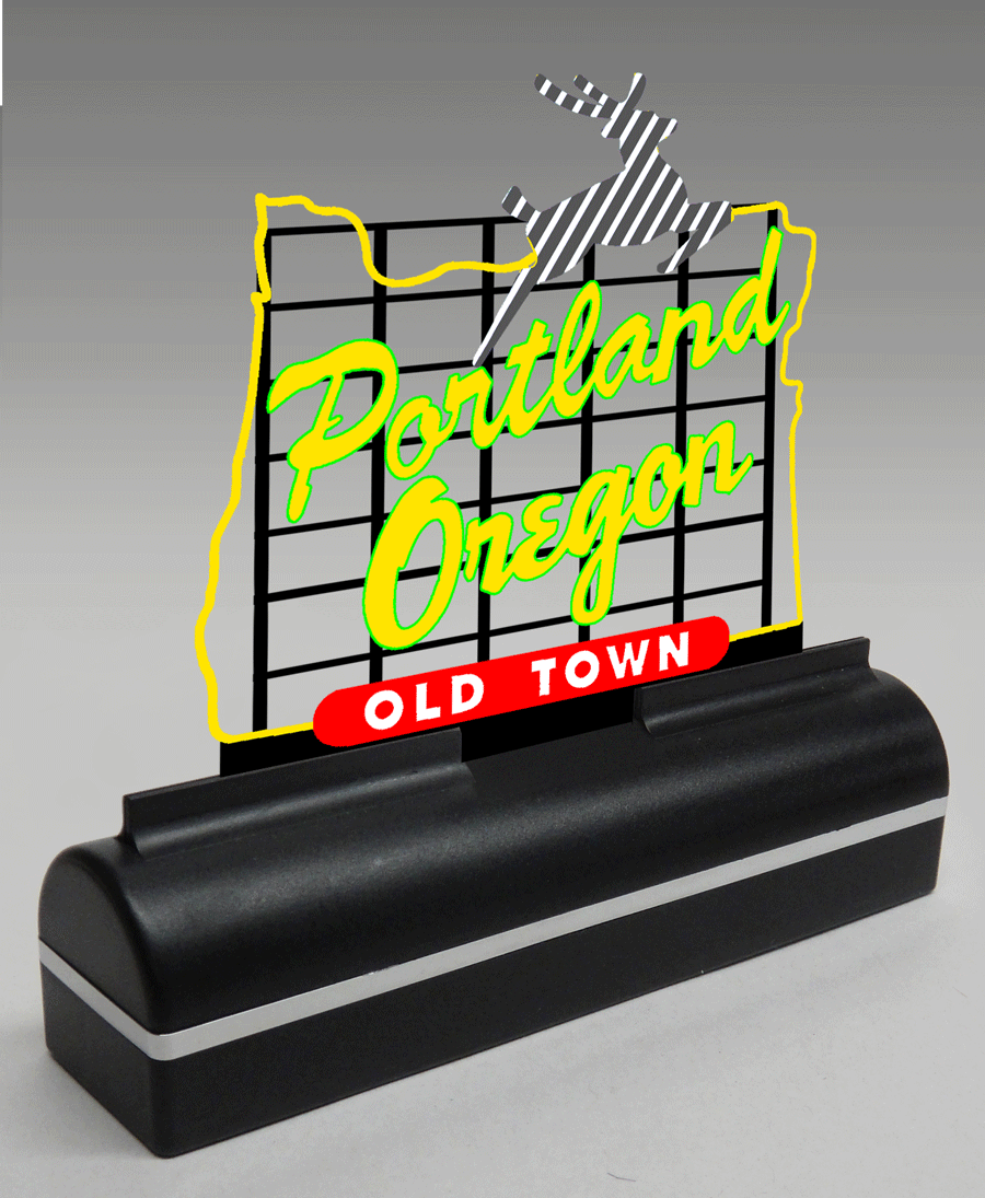 Portland White Stag Animated Neon Sign - Desk Top Neon