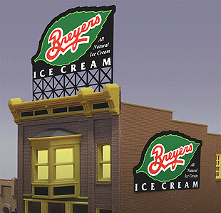 Animated Neon Billboards - Super Animated, 8 Channel Sequencing -- Limited-Run Breyer's Ice Cream; 4.2" Height x 4.1" Wide