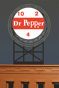Dr. Pepper Animated Neon Billboard -- 2-7/8 x 4-1/8"  7.3 x 10.5cm