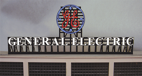 General Electric Animated Neon Billboard -- 3-3/16 x 8-3/16"  8.1 x 20.8cm