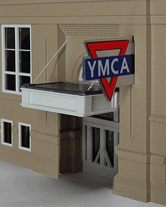 Animated Neon Sign -- YMCA Large Logo, Double-Sided Vertical 1-3/4 x 1-3/8"