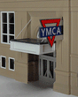 Animated Neon Sign -- YMCA Large Logo, Double-Sided Vertical 1-3/4 x 1-3/8"