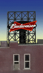 Budweiser Animated Rooftop Billboard -- Small for N & Z Scales Lattice Support Size: 1 x 1-3/8"  2.5 x 3.4cm
