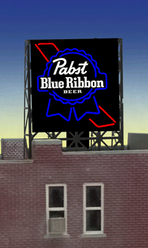 Pabst Beer Animated Rooftop Billboard -- Small for N & Z Scales Lattice Support Size: 1 x 1-3/8"  2.5 x 3.4cm