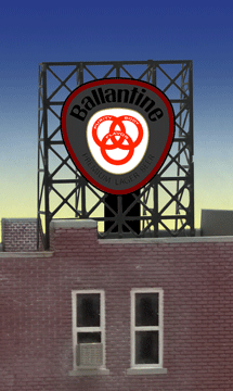 Ballentine Beer Animated Rooftop Billboard -- Small for N & Z Scales Lattice Support Size: 1 x 1-3/8"  2.5 x 3.4cm