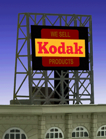Kodak Animated Rooftop Billboard -- Small for N & Z Scales Lattice Support Size: 1 x 1-3/8"  2.5 x 3.4cm