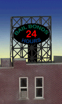 Bail Bonds Animated Rooftop Billboard -- Small for N & Z Scales Lattice Support Size: 1 x 1-3/8"  2.5 x 3.4cm