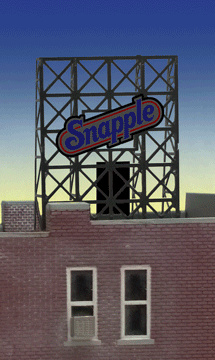 Snapple Animated Rooftop Billboard -- Small for N & Z Scales Lattice Support Size: 1 x 1-3/8"  2.5 x 3.4cm