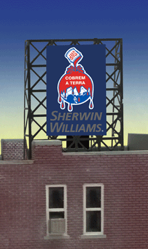 Sherwin Williams Paints Animated Rooftop Billboard -- Small for N & Z Scales Lattice Support Size: 1 x 1-3/8"  2.5 x 3.4cm