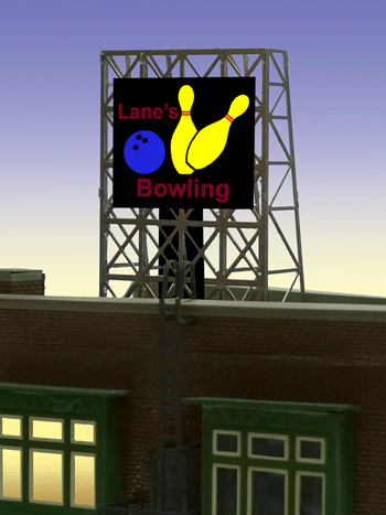 Bowling Rooftop Billboard - Light Works USA -- Small for N&Z Scales 7/8 x 1/2"  2.1 x 1.3cm-1
