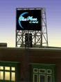 Blue Moon Cafe Flashing Neon Rooftop Billboard - Light Works USA -- Small for N&Z Scales 7/8 x 5/8"  2.3 x 1.6cm