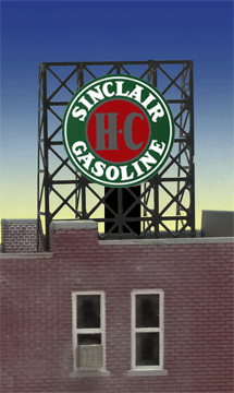 Sinclair Gasoline Animated Rooftop Billboard - Light Works USA -- Small for N & Z Scales Lattice Support Size: 1 x 1-3/8"  2.5 x 3.4cm
