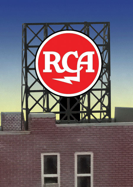 RCA Flashing Neon Rooftop Billboard - Light Works USA -- Small for N&Z Scales 7/8"  2.3cm Diameter-2
