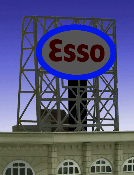 Esso Animated Rooftop Billboard - Light Works USA(TM) -- Small for N & Z Scales Lattice Support Size: 1 x 1-3/8"  2.5 x 3.4cm