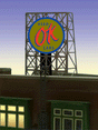 OK Used Cars Animated Neon Rooftop Billboard -- Small for N & Z Scales