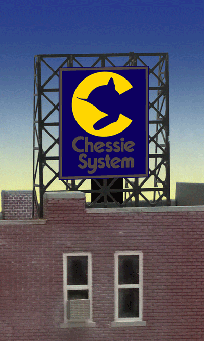 Chessie System Animated Neon Rooftop Billboard -- Small for N & Z Scales