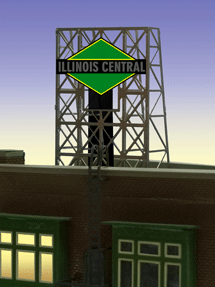 Illinois Central Animated Neon Rooftop Billboard - Light Works USA -- For N & Z Scales 1 x 3/4"  2.5 x 1.9cm