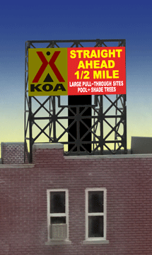 Kampgrounds of America (KOA) Animated Neon Rooftop Billboard - Light Works USA -- For N & Z Scales