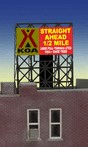 Kampgrounds of America (KOA) Animated Neon Rooftop Billboard - Light Works USA -- For N & Z Scales