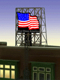 U.S. Flag Animated Rooftop Neon Billboard -- Small for N & Z Scales Lattice Support Size: 1 x 1-3/8"  2.5 x 3.4cm-1