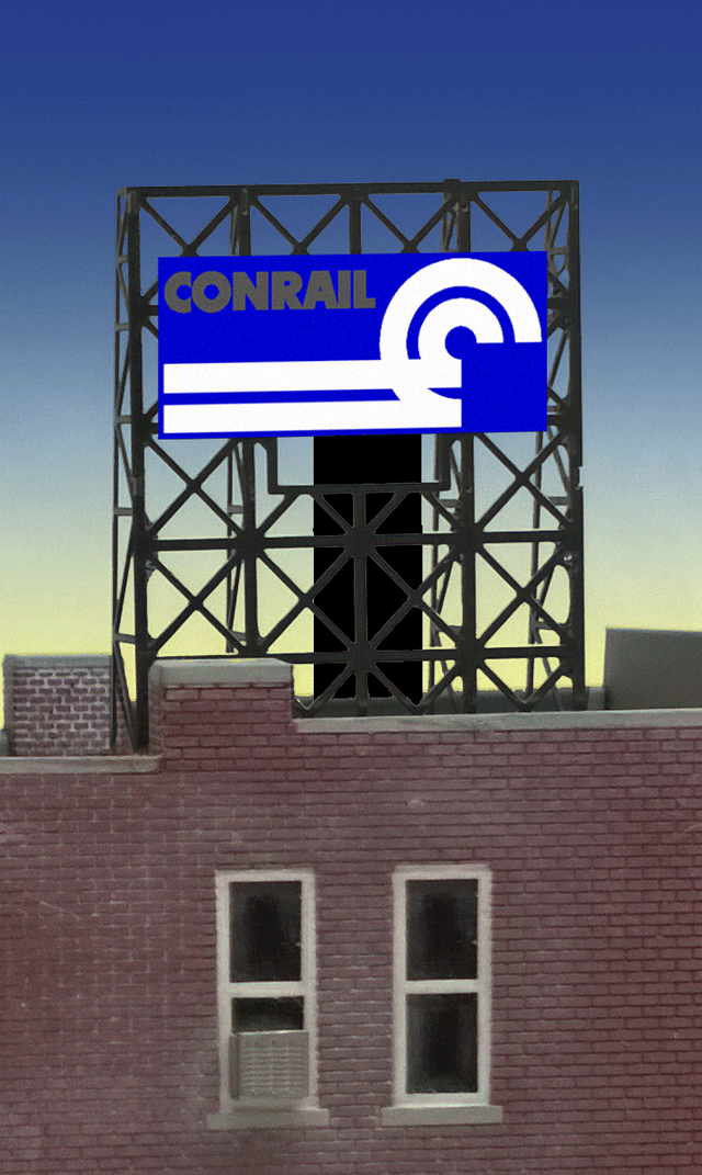 Conrail Flashing Neon Rooftop Billboard - Light Works USA -- Small for N&Z Scales-1