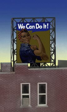 We Can Do It Animated Neon Rooftop Billboard -- Small for N and Z Scales