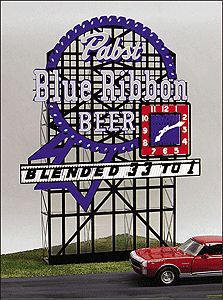Pabst Blue Ribbon Animated Neon Billboard -- 4-1/2 x 8-3/8"  11.4 x 21.3cm