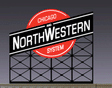 Chicago & North Western Animated Neon Billboard - Light Works USA(TM) -- Small for N/HO Scales - 1-7/8 x 1-13/16"  4.8 x 4.6cm