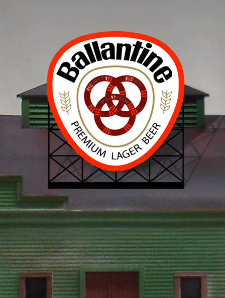 Ballantine Beer Animated Neon Billboard - Light Works USA(TM) -- Medium for HO/N 2 x 2-1/4"  5.1 x 5.7cm