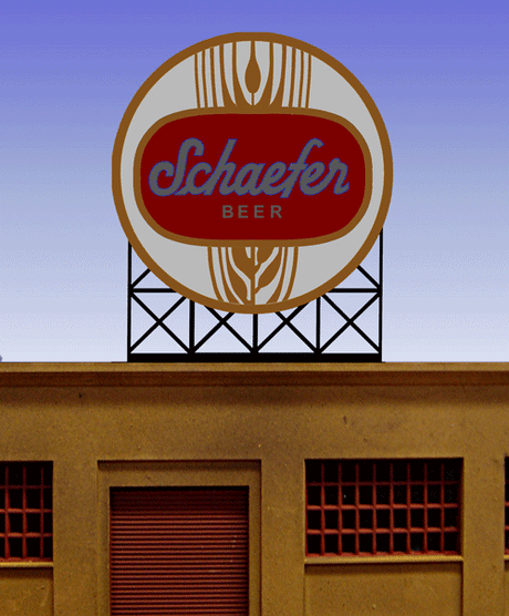 Schaefer Beer Animated Neon Billboard - Light Works USA(TM) -- Small for HO/N 2-3/16 x 1-13/16"  5.6 x 4.6cm