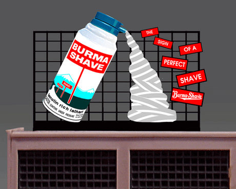 Burma Shave Animated Neon Billboard - Light Works USA -- Small for HO & N Scales 2-3/8 x 1-3/4"  6 x 4.5cm