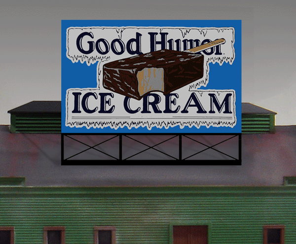 Good Humor Animated Neon Billboard - Light Works USA -- Small for HO & N Scales 2-3/8 x 1-7/8"  6.1 x 4.8cm