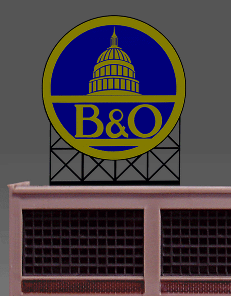 Baltimore & Ohio Animated Neon Billboard -- Small for HO & N Scales 1-13/16 x 2-3/16"  4.6 x 5.6cm