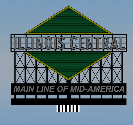 Illinois Central Animated Neon Billboard - Light Works USA -- Small for HO and N Scales 2-3/16 x 1-13/16"  5.6 x 4.6cm