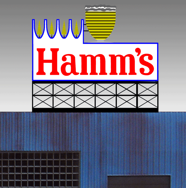 Hamm's Brewing Animated Neon Billboard -- Small for HO and N Scales 2-9/16 x 2-3/16"  6.5 x 5.6cm-1