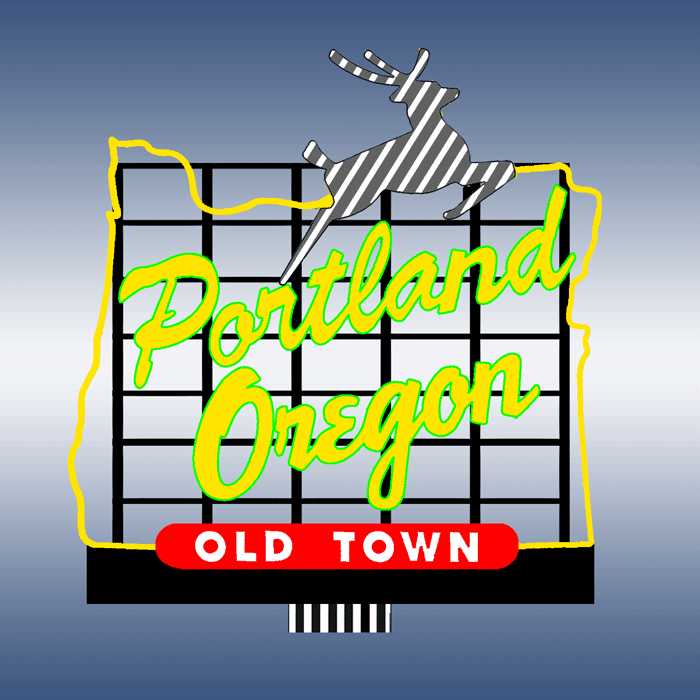 Portland White Stag Animated Neon Billboard -- Small for HO and N Scales 2-1/4 x 2-1/8"